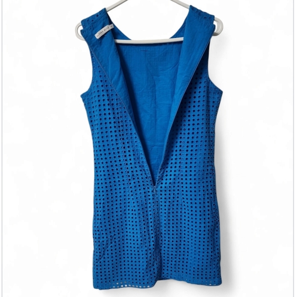 Alfred Sung cotton blue eyelet sleeveless dress - Size 4 - Picture 6 of 9